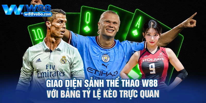 Giao diện sảnh thể thao W88 với bảng tỷ lệ kèo trực quan