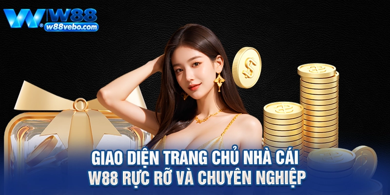 Giao diện trang chủ nhà cái W88 rực rỡ và chuyên nghiệp