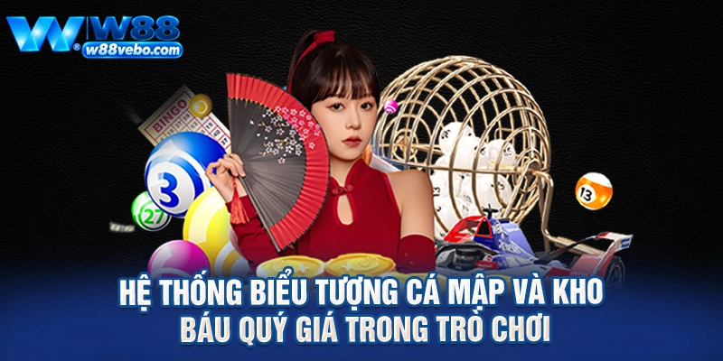 Hệ thống biểu tượng cá mập và kho báu quý giá trong trò chơi
