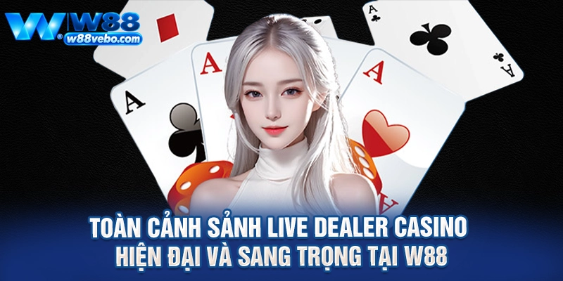 Toàn cảnh sảnh live dealer casino hiện đại và sang trọng tại W88